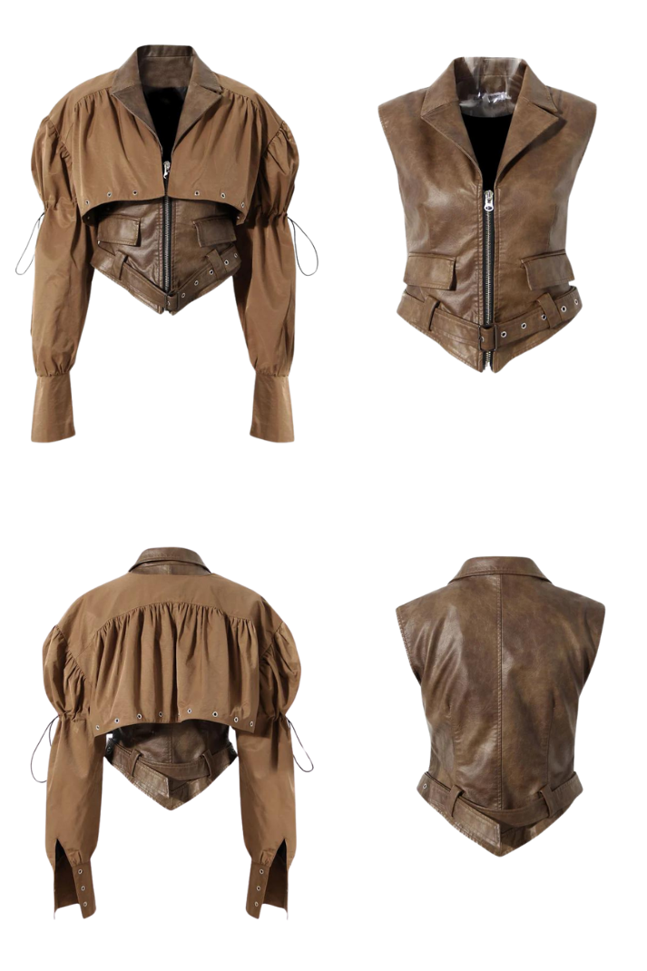 Maude Suni Deri Ceket ve Yelek