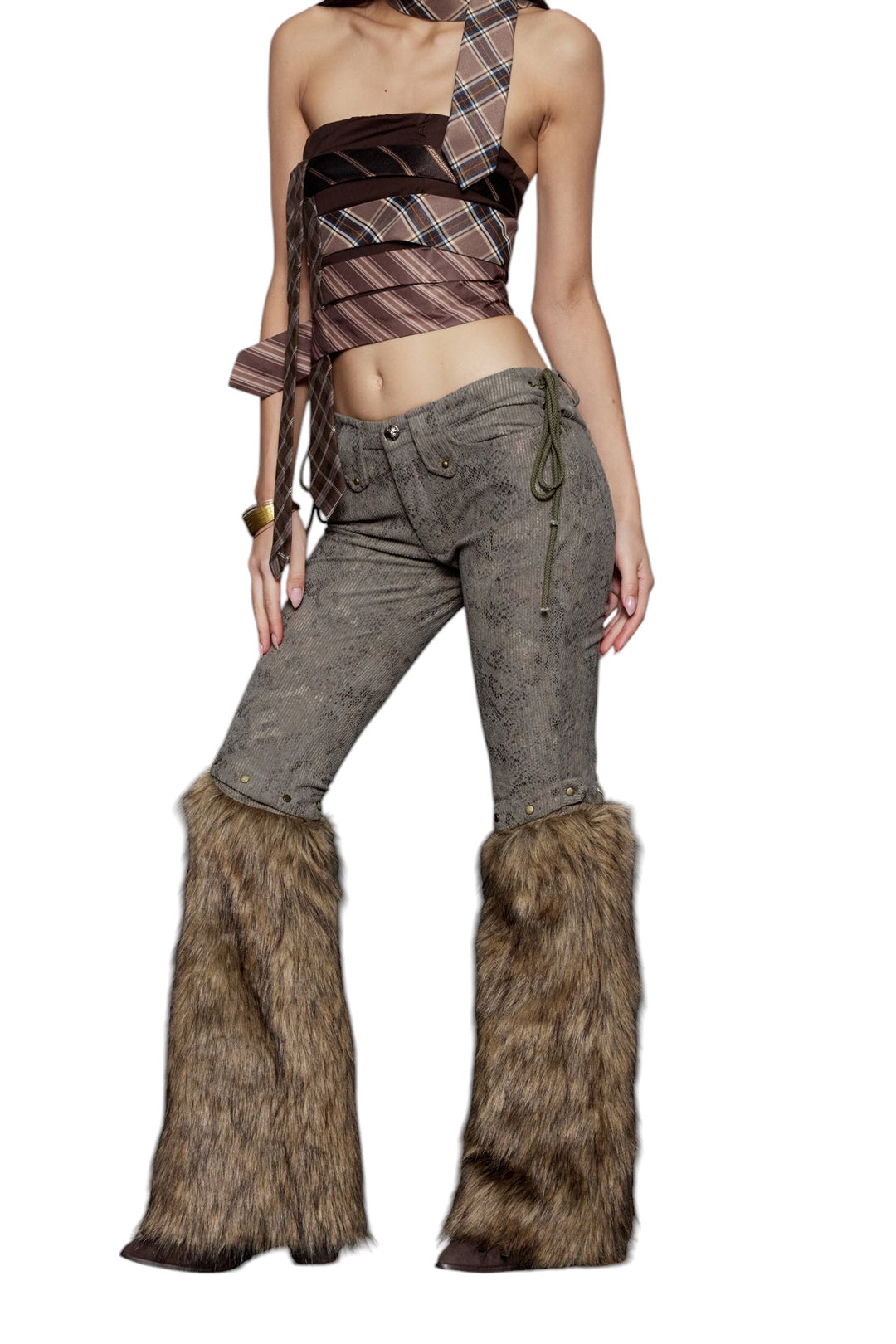 Suni Kürklü Bağcıklı Pantolon