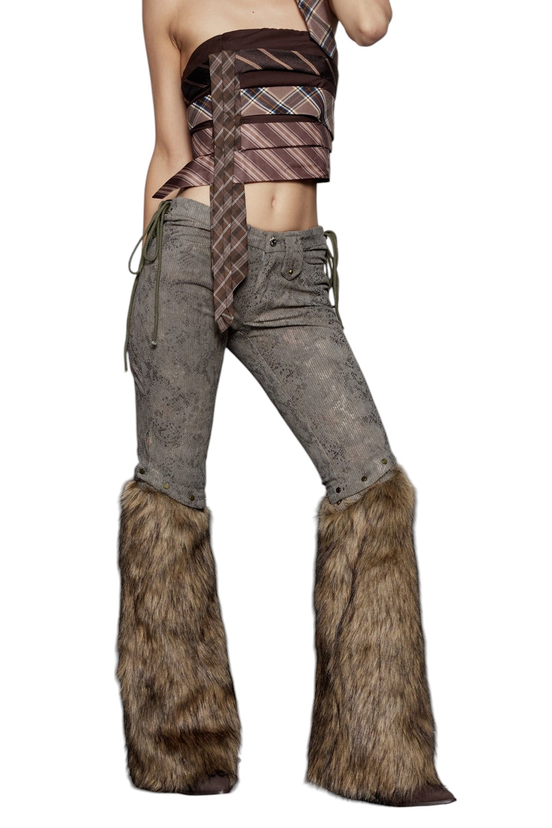 Suni Kürklü Bağcıklı Pantolon