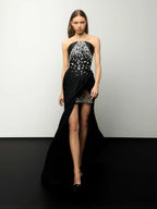 Kristal Süslemeli Midi Elbise