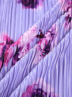 Çiçek Desenli Pliseli Büzgülü Straplez Uzun Elbise