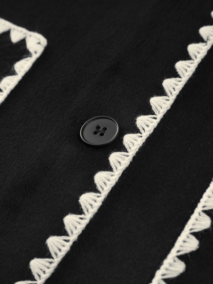 Şerit detaylı mont ve şal