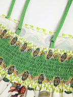 Kuş Desenli Cepli Askılı Uzun Elbise