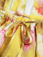 Tropikal Desenli Mini Elbise