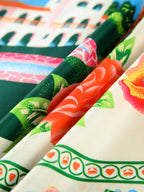 Cennet Desenli Tatil Askılı Uzun Elbise