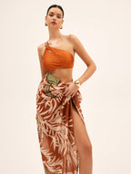 Yaprak Baskılı Sarma Mayo Eteği Pareo