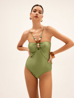 Dokulu Boncuklu Tek Parça Mayo