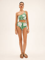 Tek Omuz Çiçek Desenli Bikini Takımı