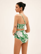 Tek Omuz Çiçek Desenli Bikini Takımı