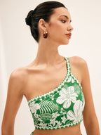 Tek Omuz Çiçek Desenli Bikini Takımı