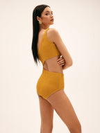 Hardal sarısı Asimetrik Kesim Tek Parça Mayo