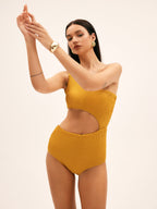 Hardal sarısı Asimetrik Kesim Tek Parça Mayo