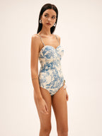 Sahil Evi Desenli Tek Parça Mayo