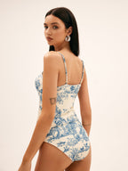 Sahil Evi Desenli Tek Parça Mayo