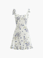 Desenli Fırfırlı Mini Elbise