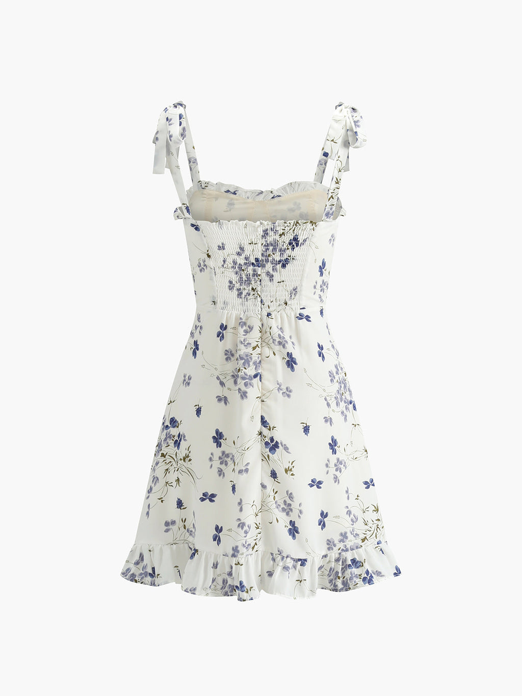 Desenli Fırfırlı Mini Elbise