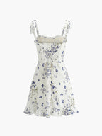 Desenli Fırfırlı Mini Elbise