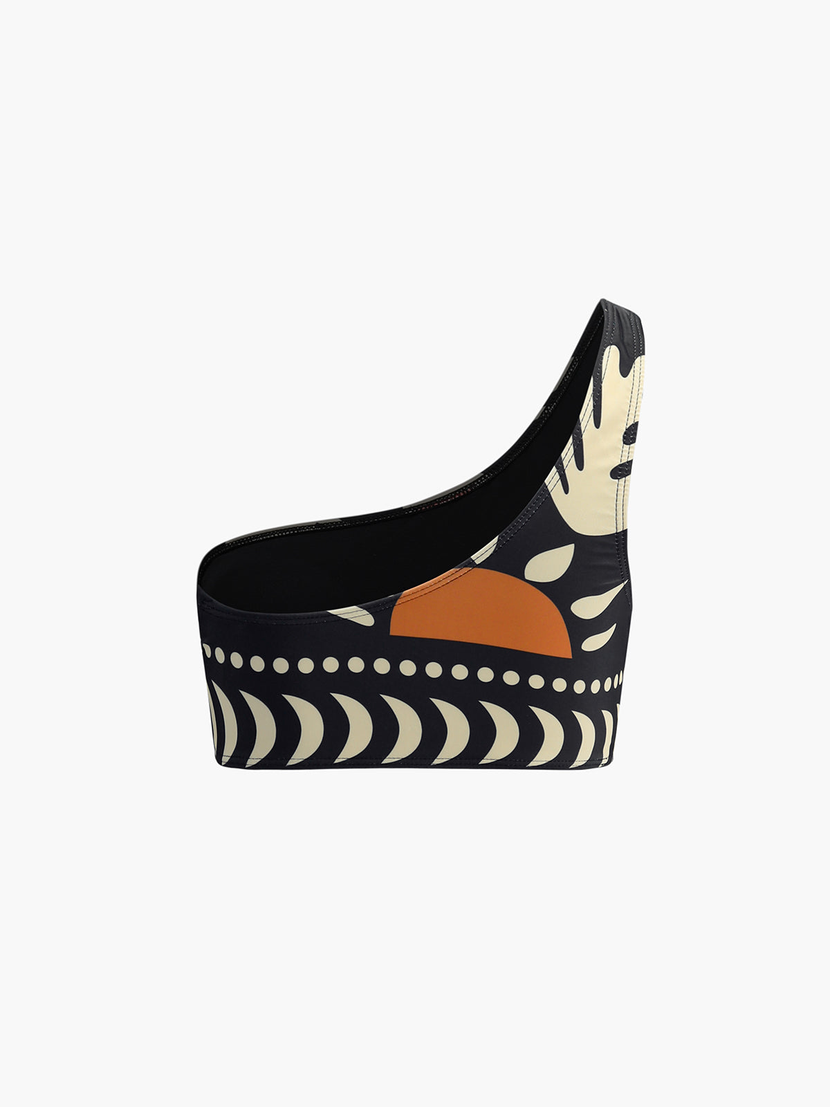 Desenli Asimetrik Yaka Bikini Takımı