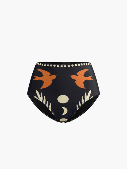 Desenli Asimetrik Yaka Bikini Takımı