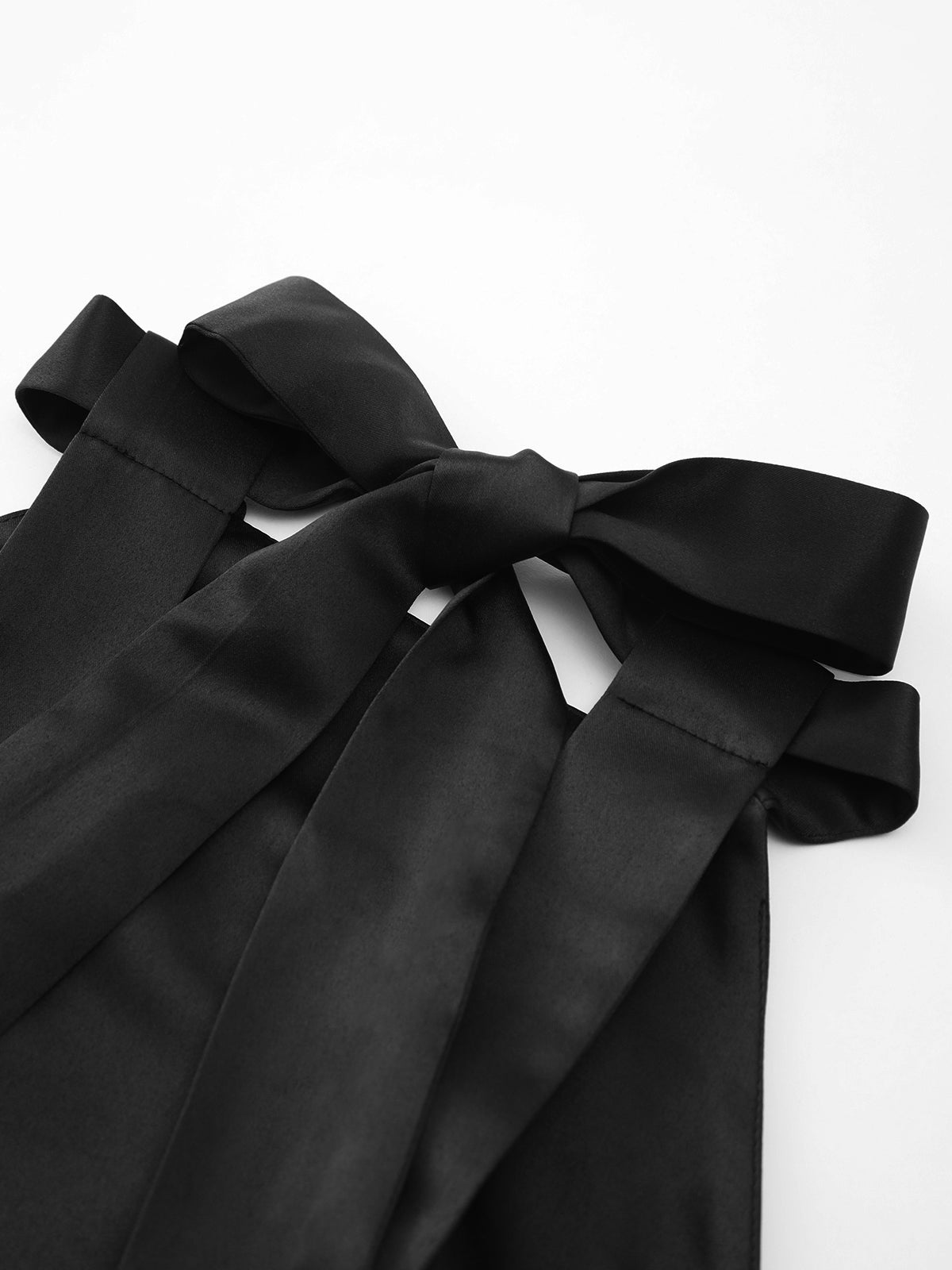 Saten Düğümlü Çift Cepli Açık Sırtlı Pliseli Mini Elbise