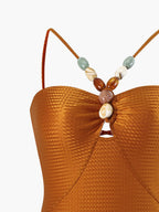 Dokulu Boncuklu Tek Parça Mayo