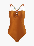 Dokulu Boncuklu Tek Parça Mayo