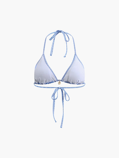 Desenli Halter Bağlamalı Bikini Takımı