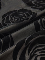 Jakarlı Çiçek Desenli Asimetrik Uzun Elbise