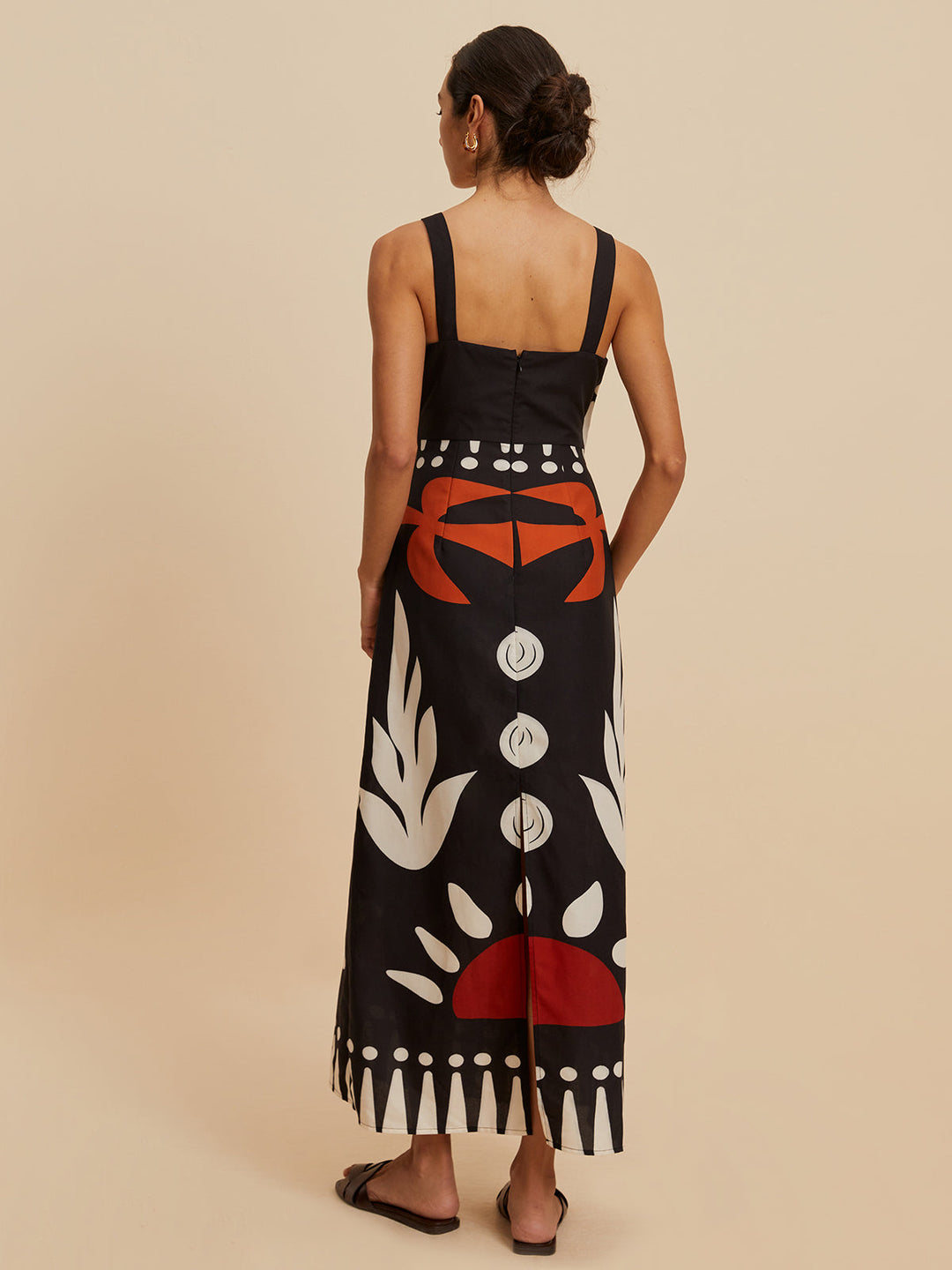 Kesik Detaylı Fermuarlı Kolsuz Çiçek Desenli Elbise Mayo Eteği