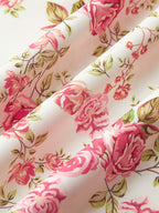 Kare Yaka Çiçekli Midi Elbise