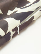 Sırt Dekolteli Desenli Yırtmaçlı Fermuarlı Elbise