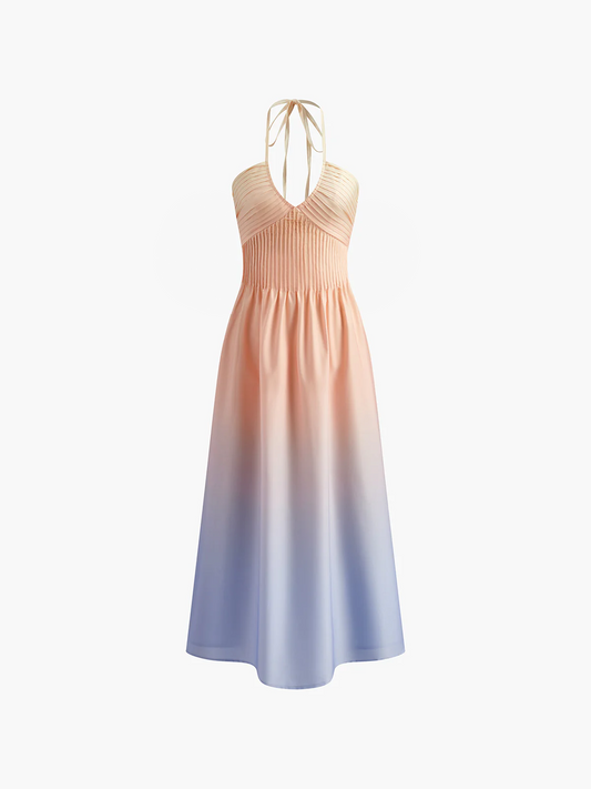 V Yaka Halter Elbise