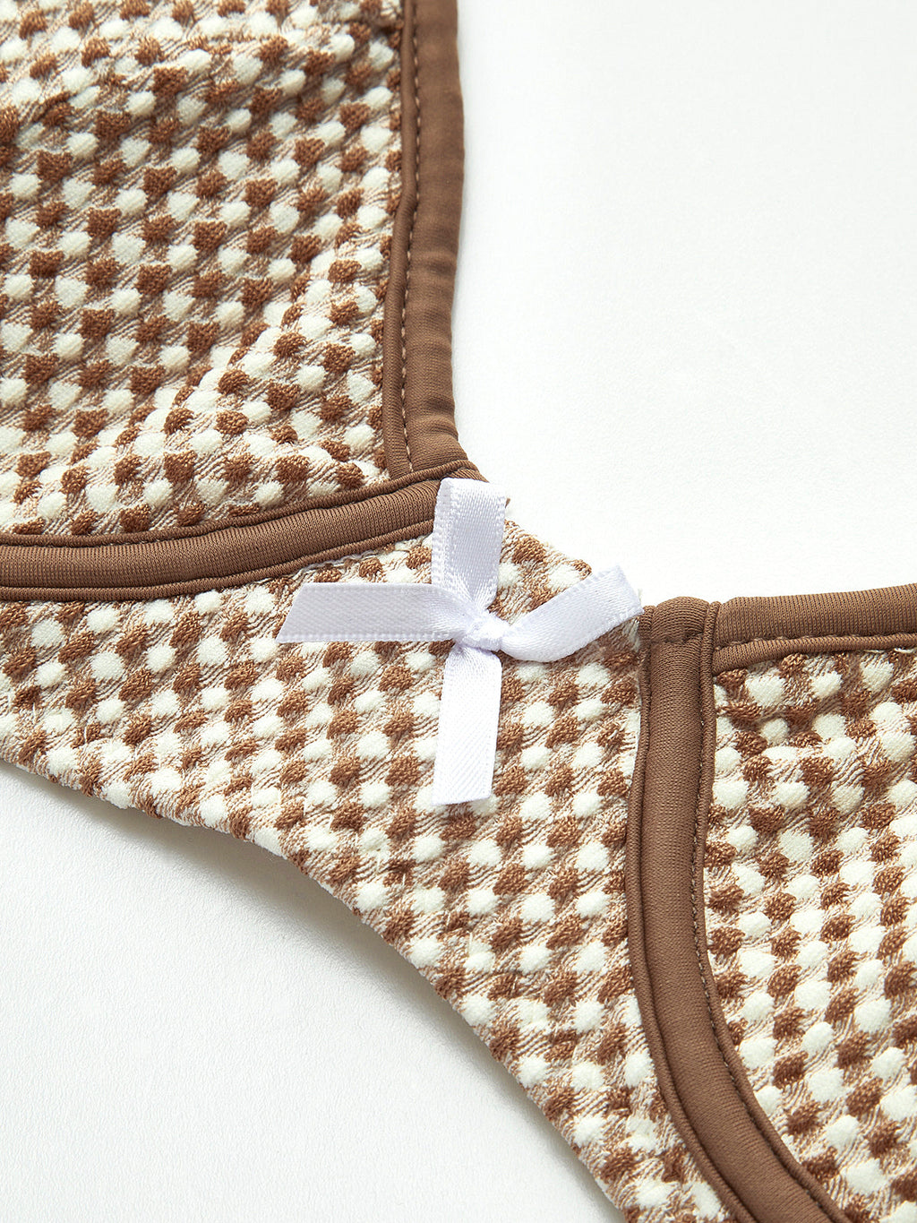 Kontrast Şeritli Ekose Bikini Takımı