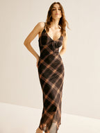 Kravat Yaka Maksi Elbise