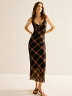 Kravat Yaka Maksi Elbise