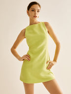 Minimalist Ekose Kolsuz Elbise