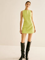 Minimalist Ekose Kolsuz Elbise