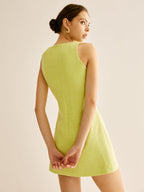 Minimalist Ekose Kolsuz Elbise