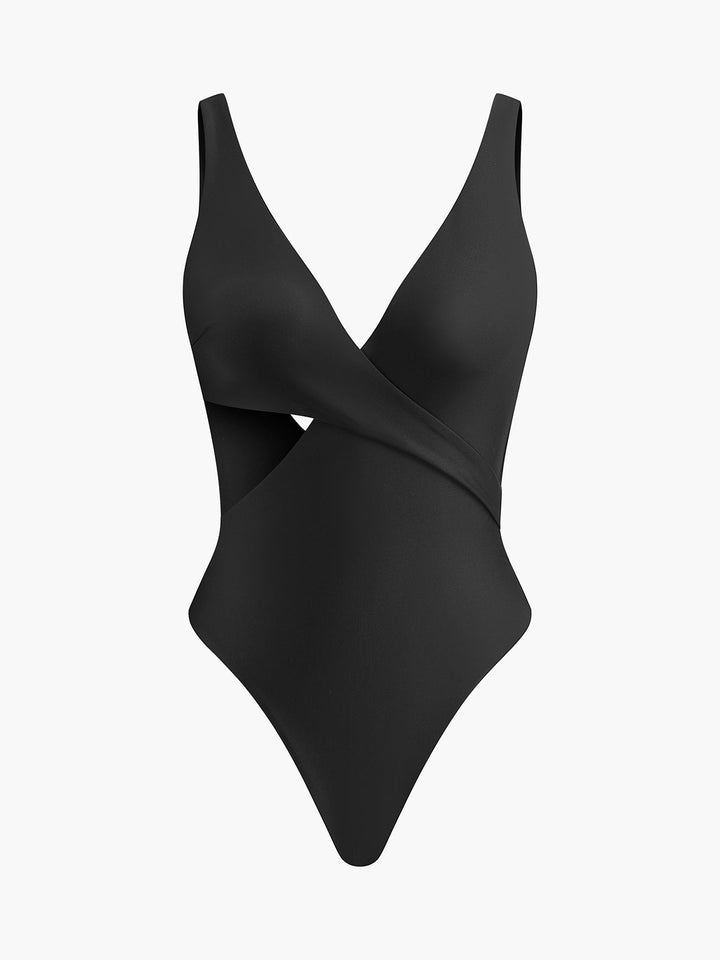 V Yaka Çapraz Detaylı Tek Parça Mayo