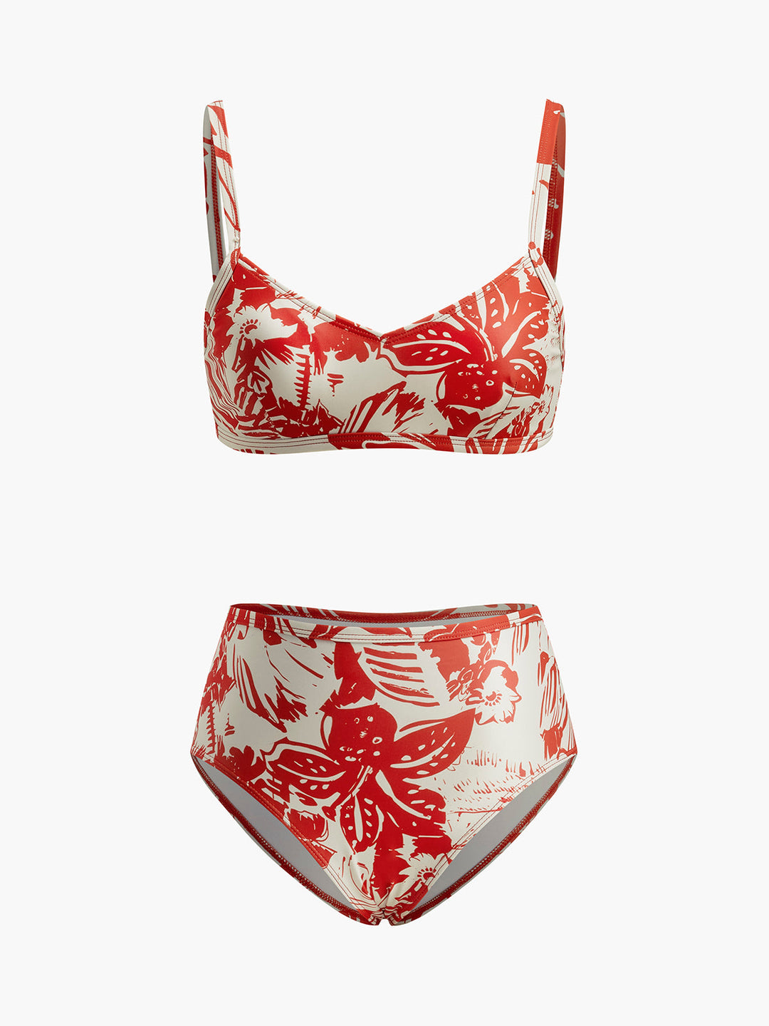 Tropikal Desenli Metal Tokalı Bikini Takımı