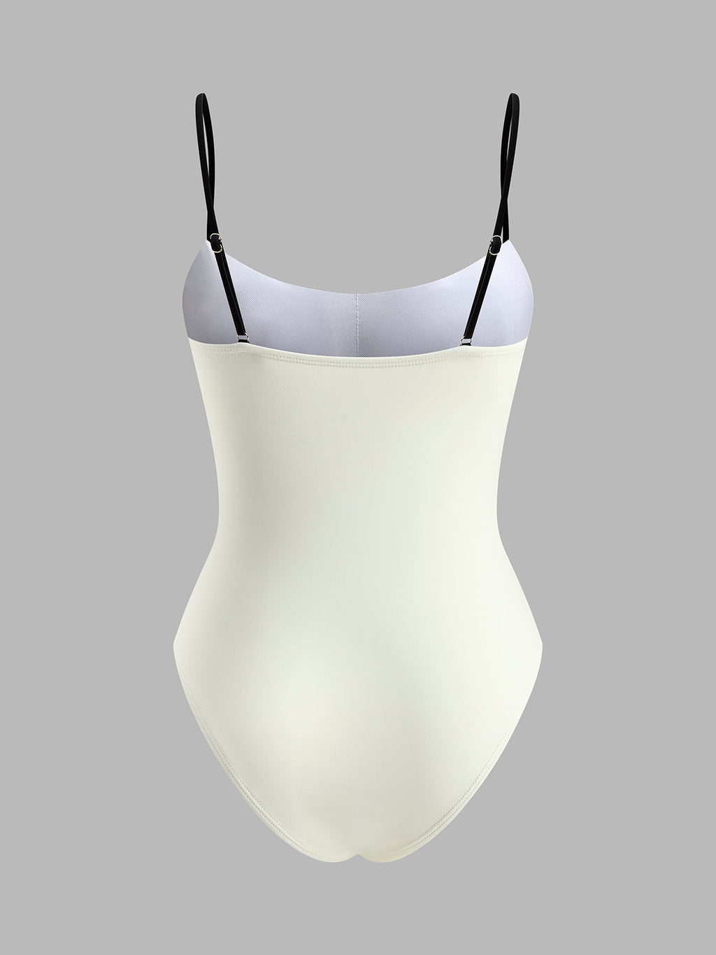 Kontrast Şeritli Spagetti Askılı Tek Parça Mayo