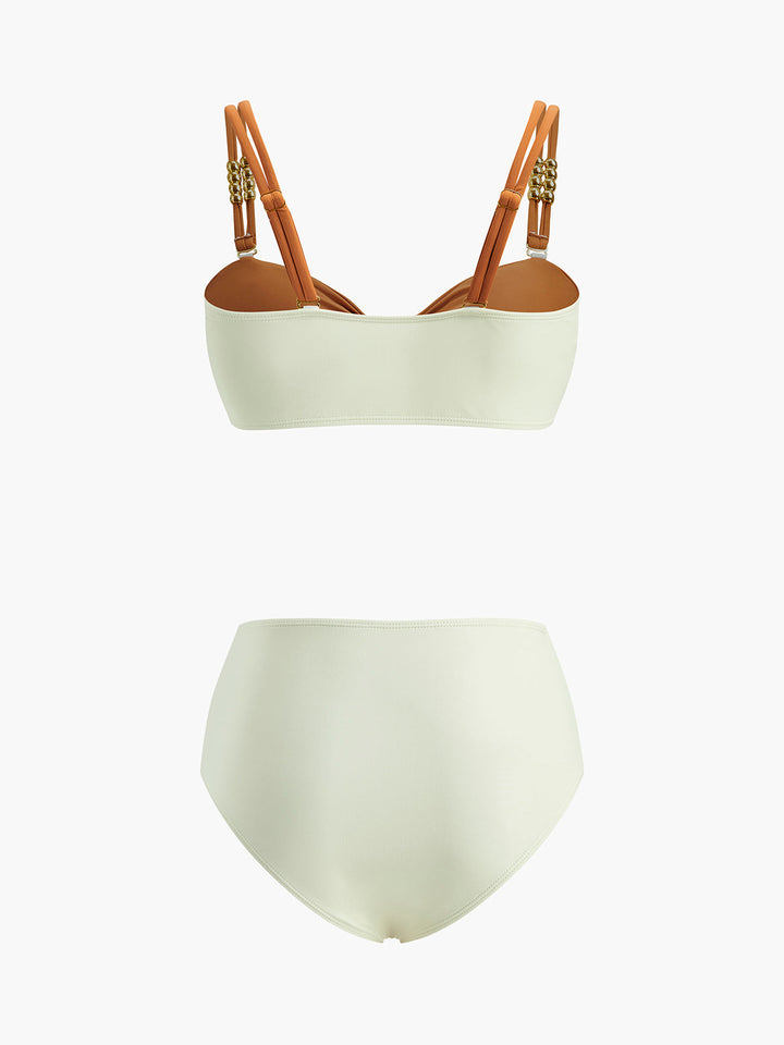 Renk Bloklu Retro Bikini Takımı