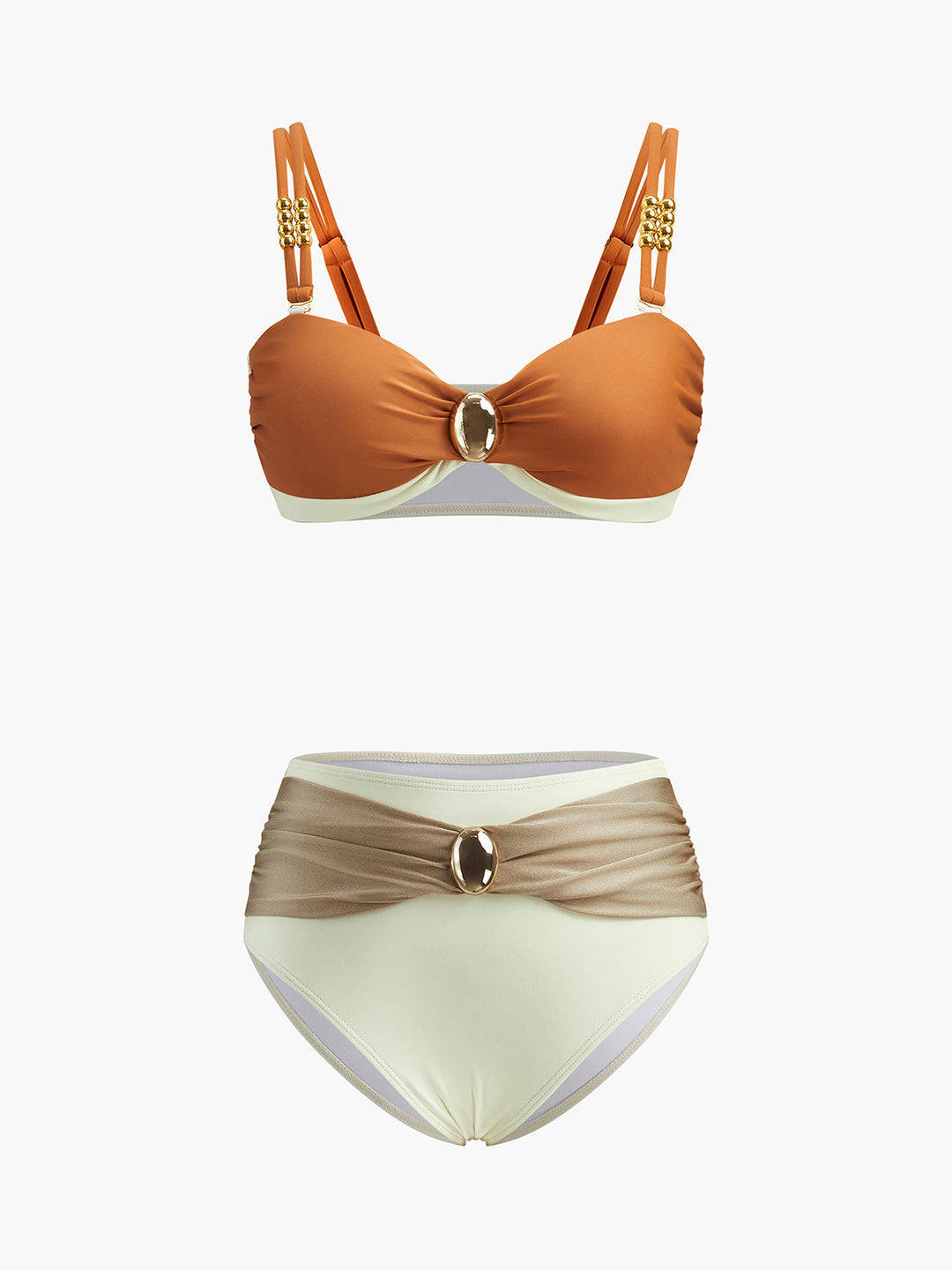 Renk Bloklu Retro Bikini Takımı