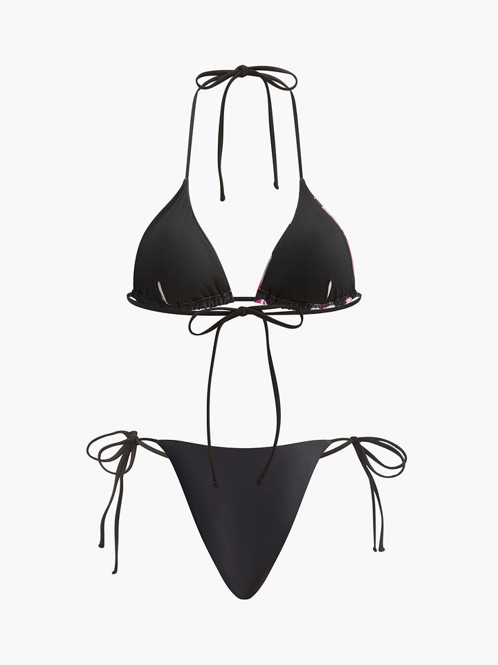 Çiçek Desenli Bikini ve Mayo  Eteği Pareo Takım