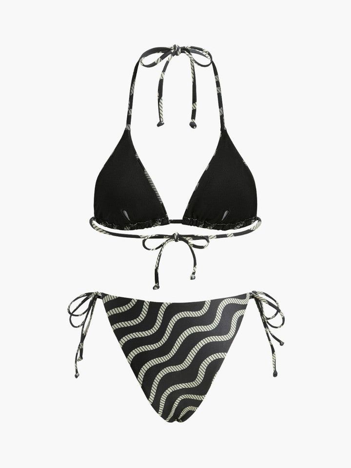Dalga Desenli Üçgen Bikini Takımı