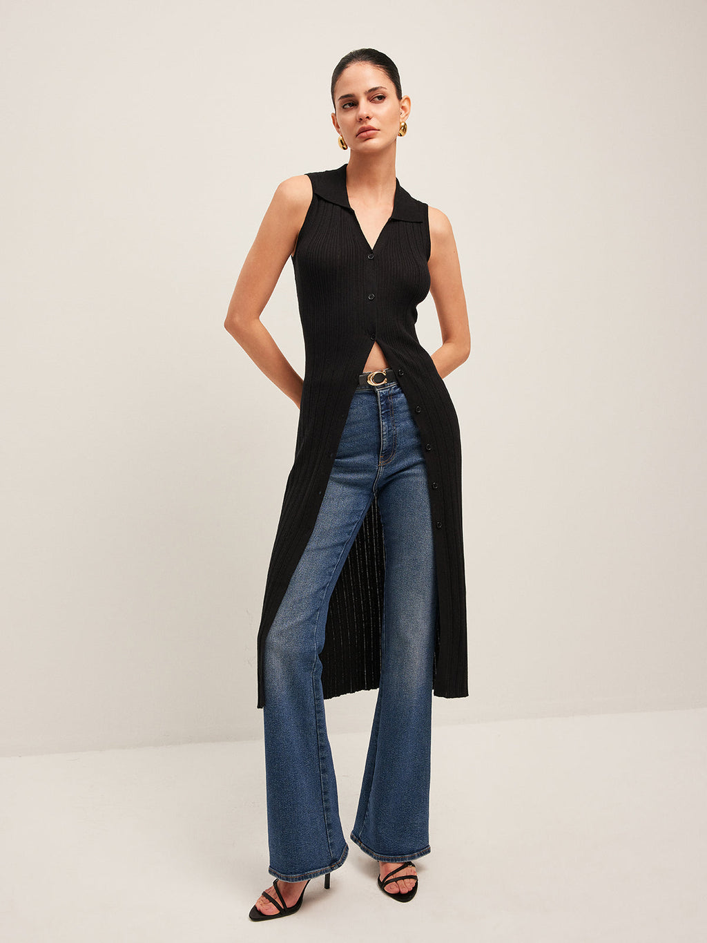 Fitilli Düğmeli Triko Elbise