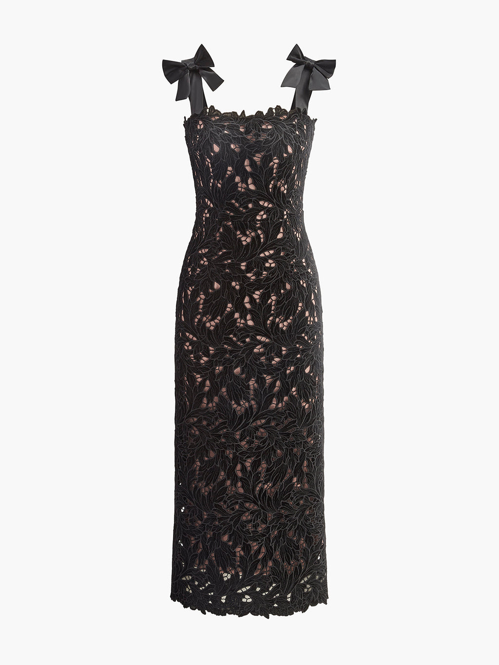 Jakarlı Çiçek Desenli Kurdele Askılı Elbise