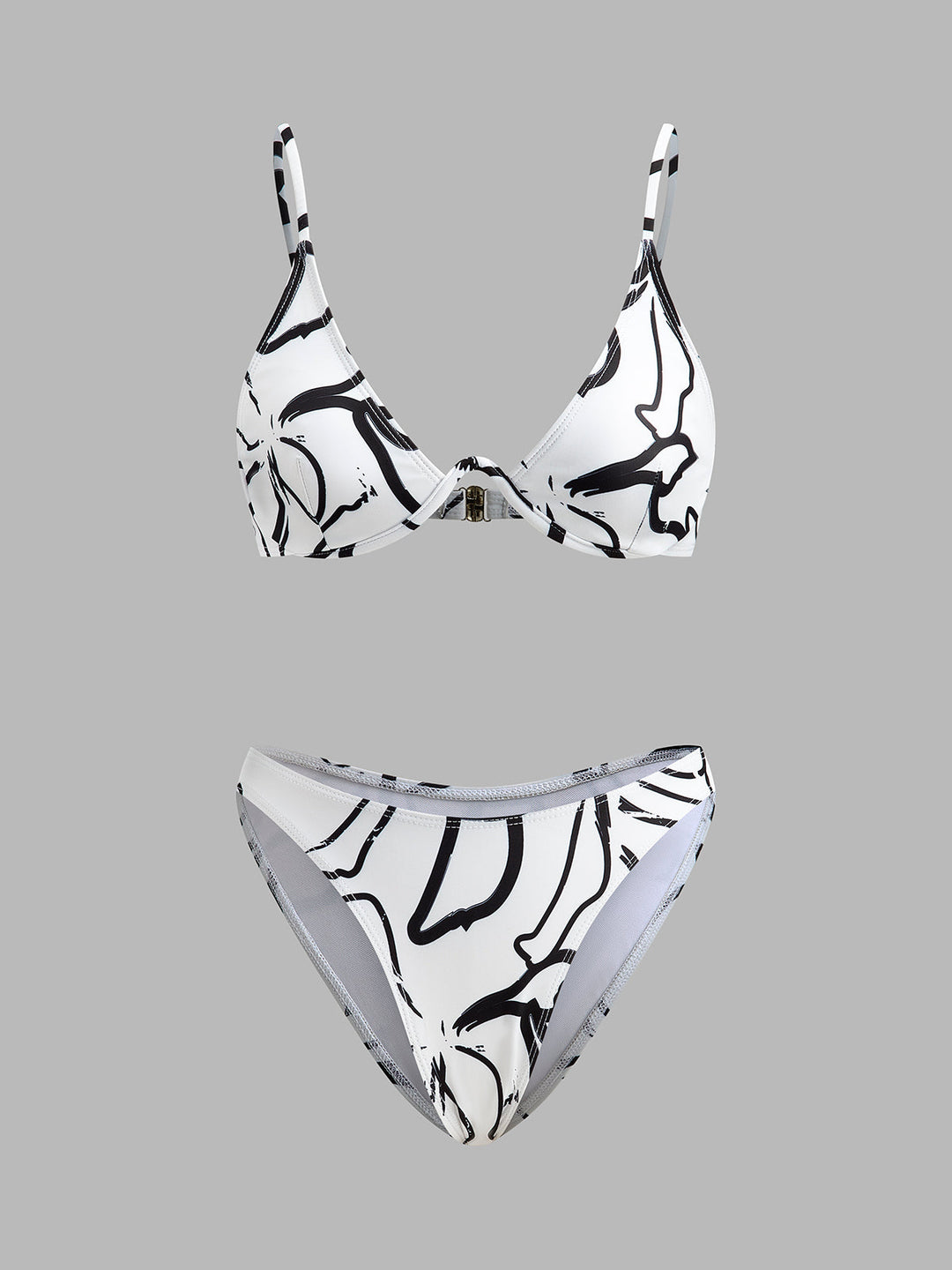 Soyut Desenli Üçgen Bikini Takımı