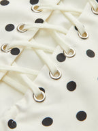 Puantiyeli Bağcıklı Sırt Detaylı Elbise