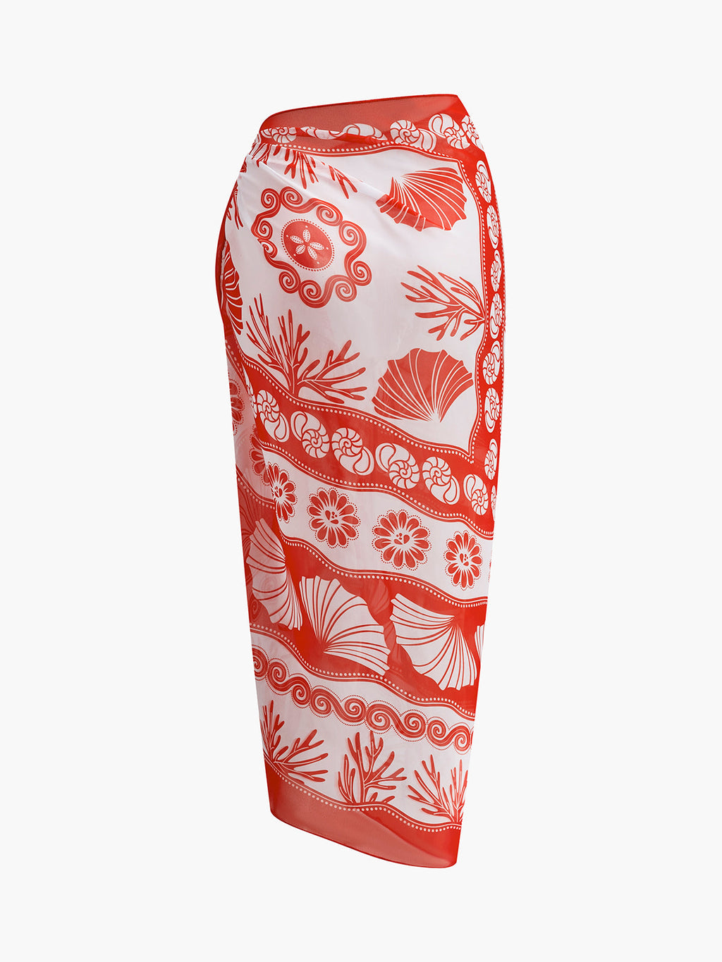 Şifon Desenli Plaj Mayo Eteği Pareo